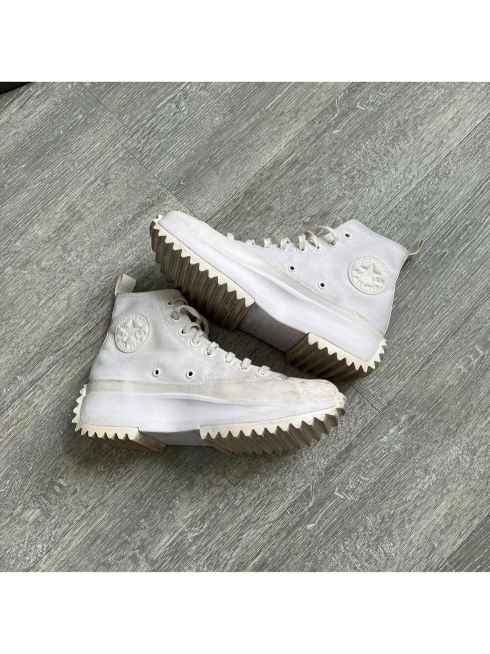 White Converse Chuck Taylor Run Star Hike Hi Platform Lace-Up Shoes / Sneakers
